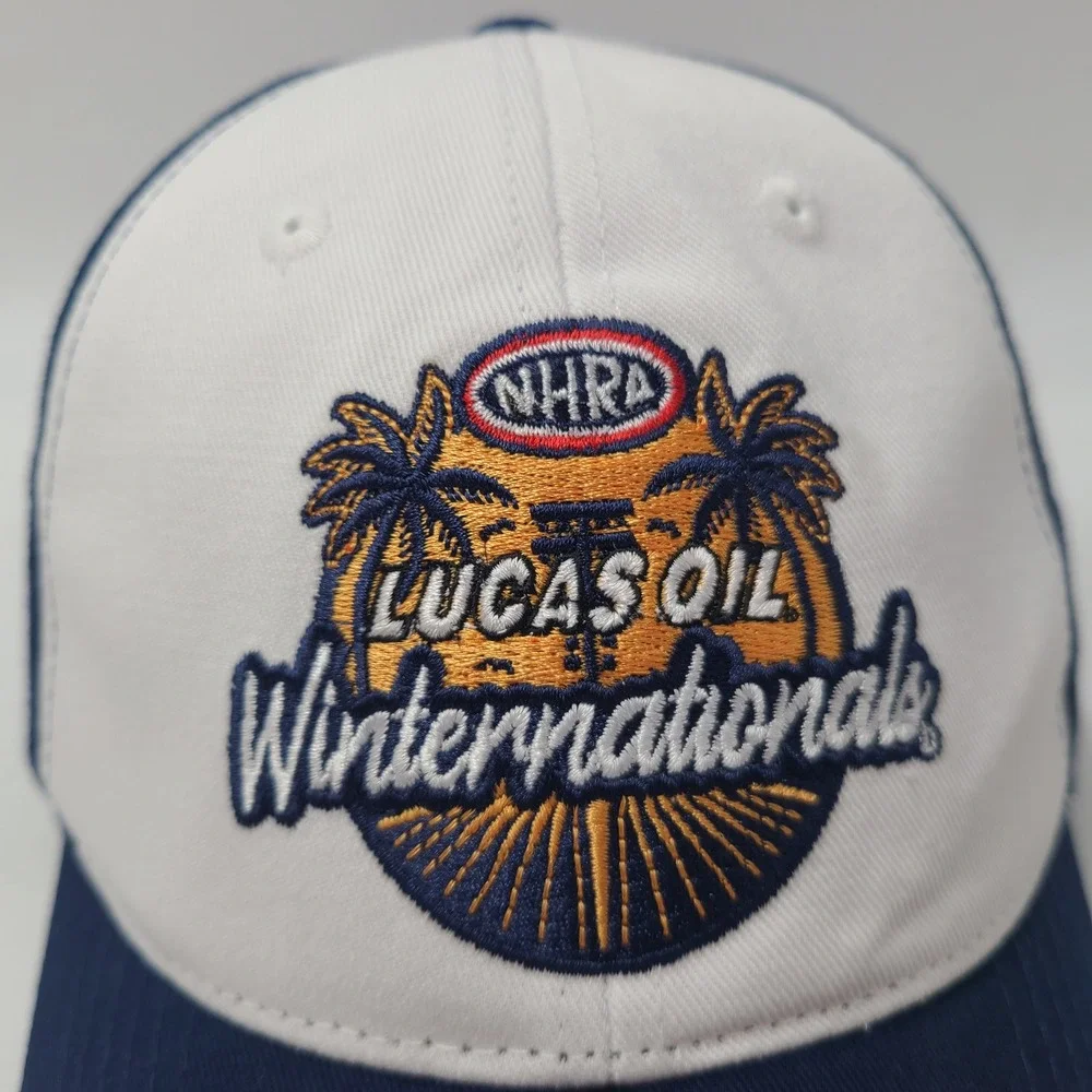 NHRA Hat Adjustable White Blue Top Eliminator Club 2026 Drag Winter Nationals